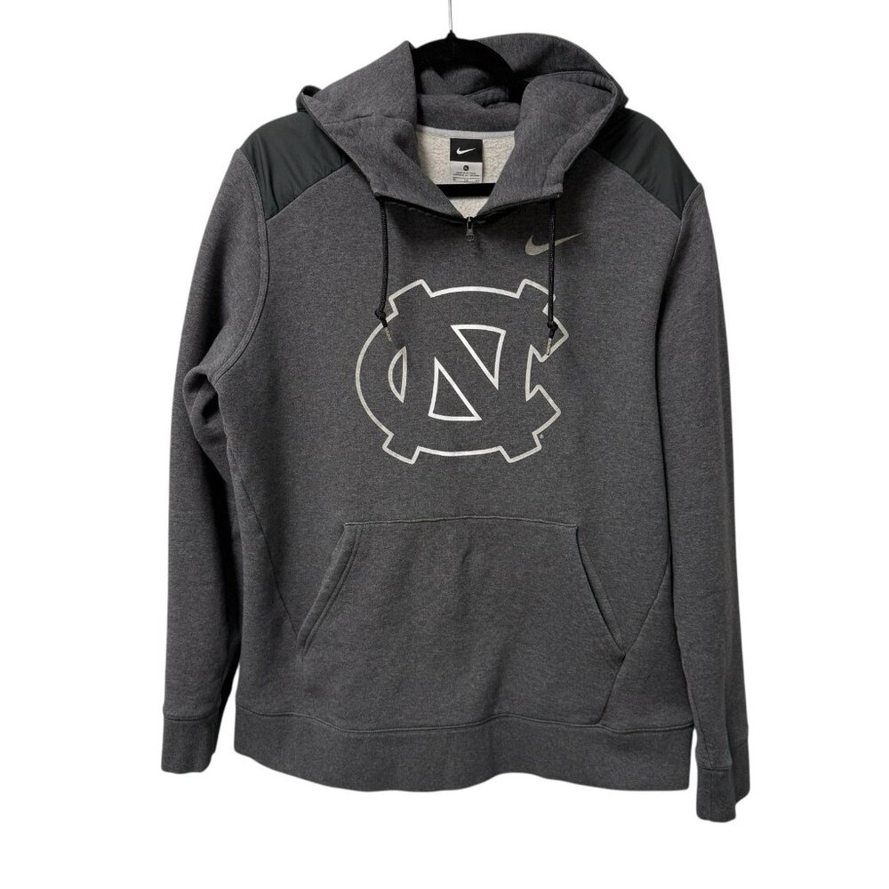 NIKE HOODIE NORTH CAROLINA TAR HEELS GRAY SILVER LOGO FLEECE LINED MENS XL